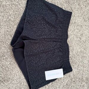 Marika Black Subtle Leopard-Print Women's Athletic Shorts